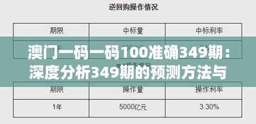 澳门一码一码100准确349期：深度分析349期的预测方法与效果