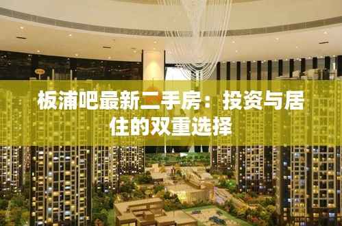 板浦吧最新二手房:投资与居住的双重选择