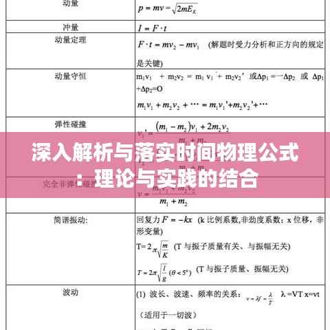 深入解析与落实时间物理公式:理论与实践的结合